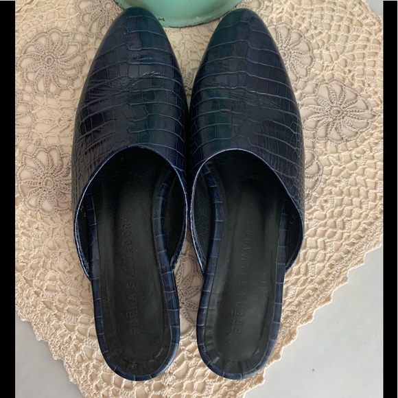 Freda Salvador Lay Mules Croc Embossed Leather 7 - Picture 6 of 11